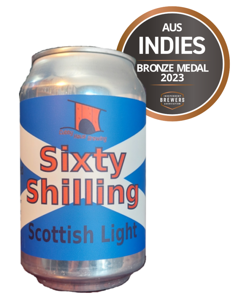 Sixty Shilling Scottish Light ale, Indies 2023 Bronze Medal Winner.