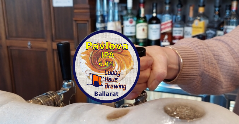 Pavlova IPA decal on iced tap