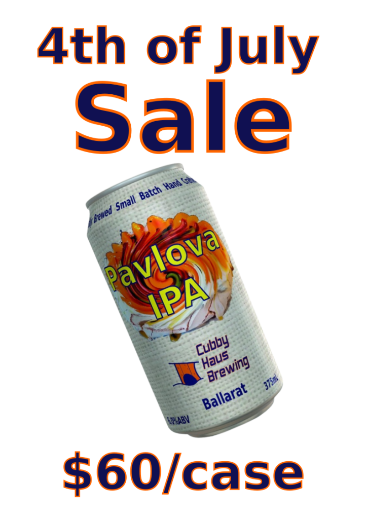 4th of July Pavlova Sale. $60 per case of 24 375ml cans