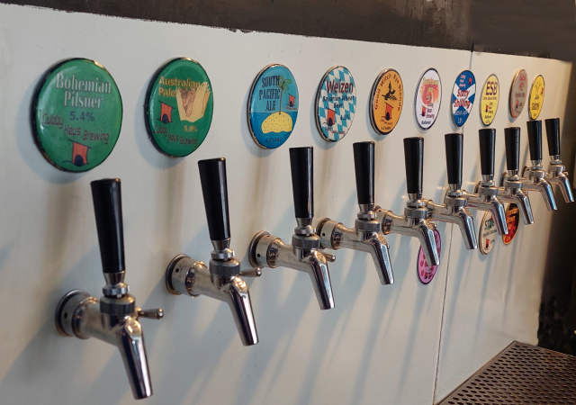 our taps at the Cubby Haus Bar