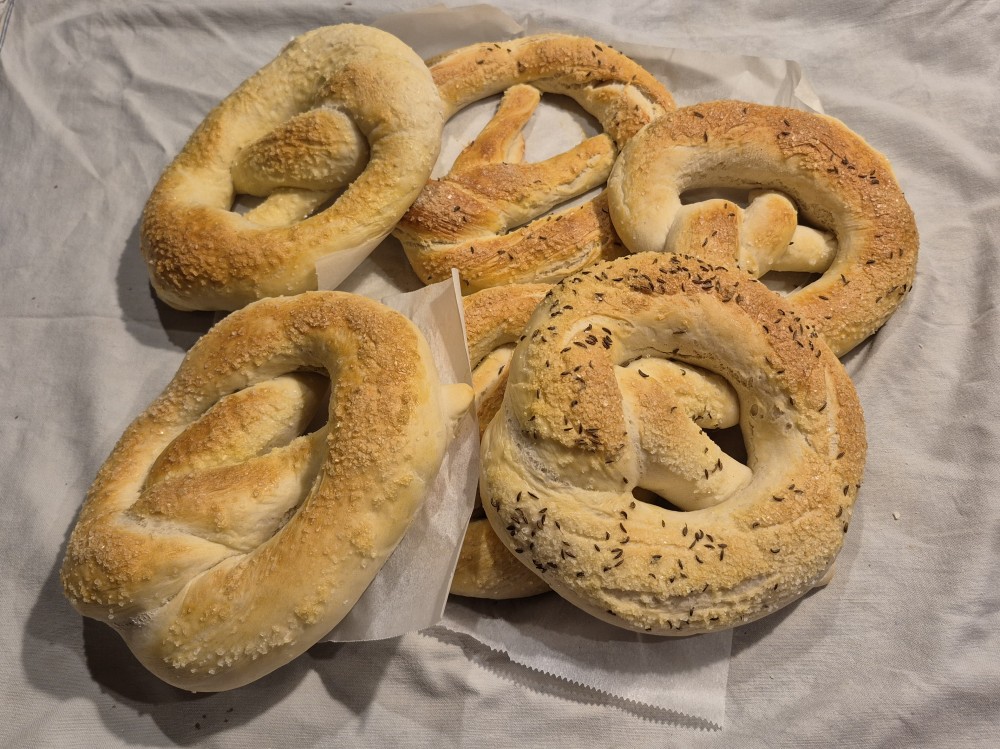 fresh baked big pretzels