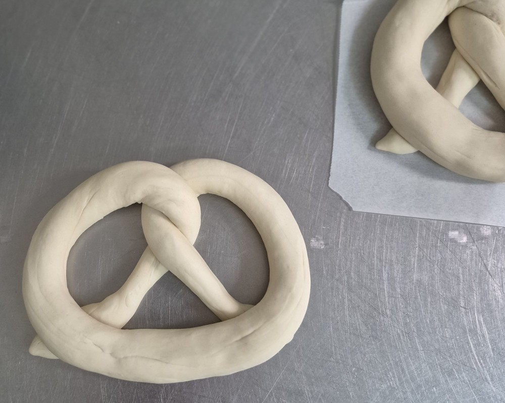 shaped big pretzel dough