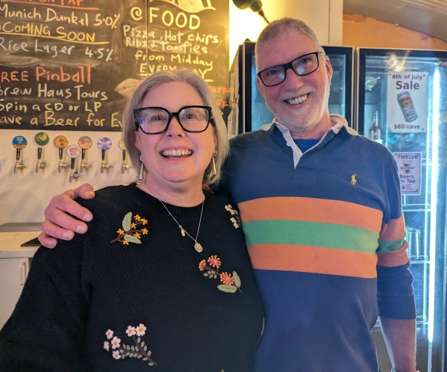 Cubby Haus owners Rebecca and Malcolm at the bar