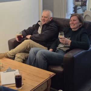 Father's day drinks A couple relaxing on the couch with drinks