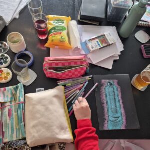art-table Art being created on a table